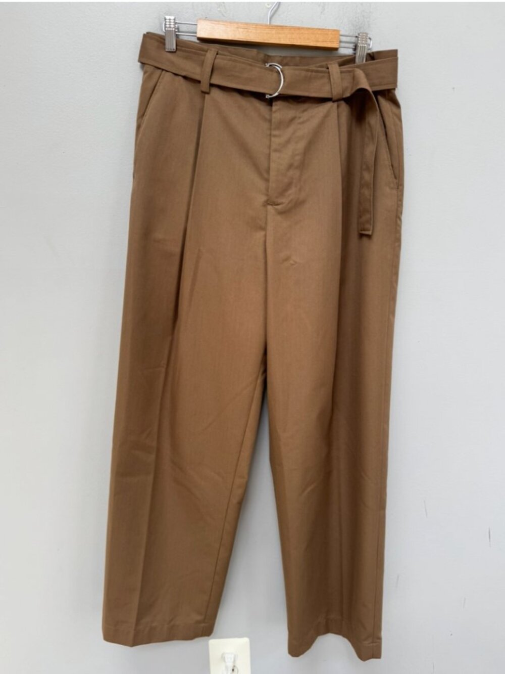 Zara Tan Pleated Pants with Belt in W42